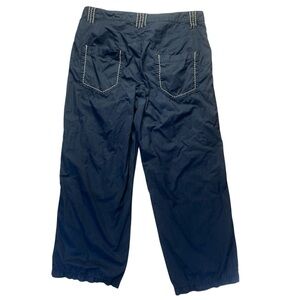 Blue Willi’s Life Women’s Size 40 Navy Cotton Pants Wide Leg Embroidered Trim